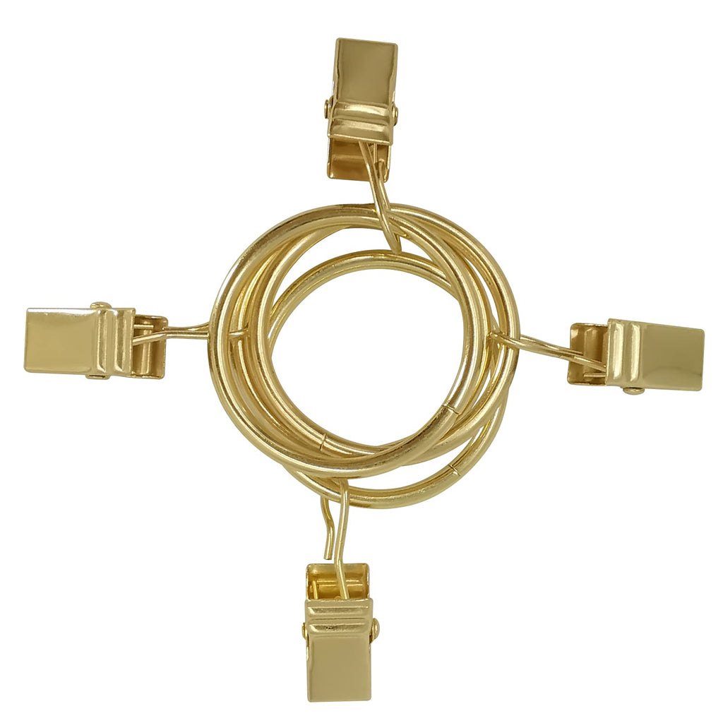 40 Pack Metal Curtain Rings with Clips, 1.26 in ID, Gold