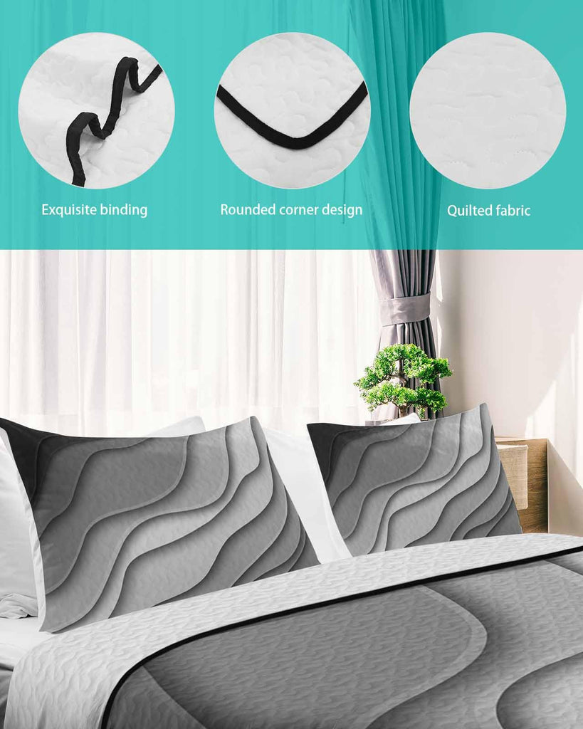 Quilt Sets Grey Modern Geometric Comforter Set Lightweight Soft Bedspread Coverlet Gray Abstract Beach