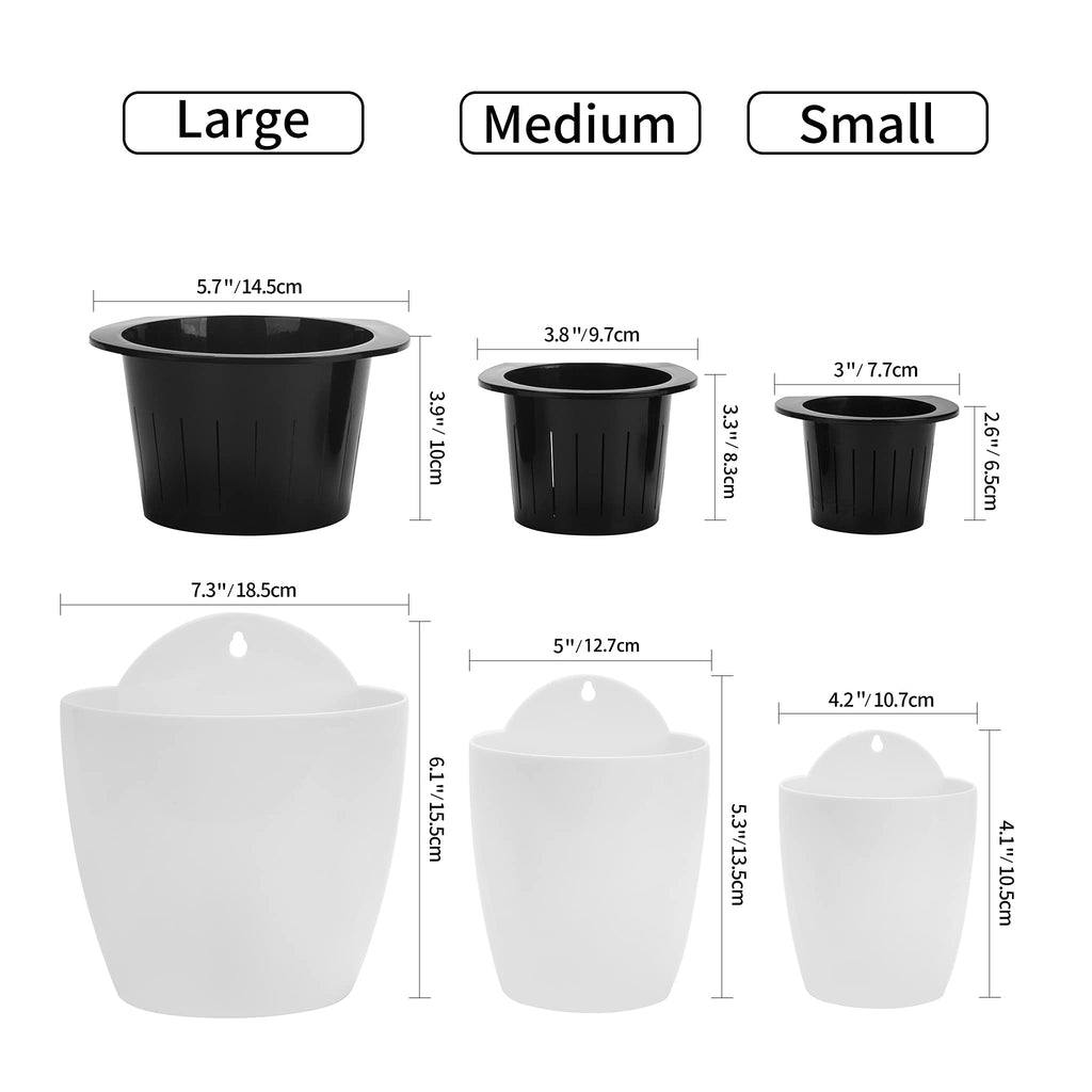 6 Pack Hanging Planter Wall Planter Self Watering 5 inch Plant Pot with Hardware Vertical Planter Outdoor Indoor
