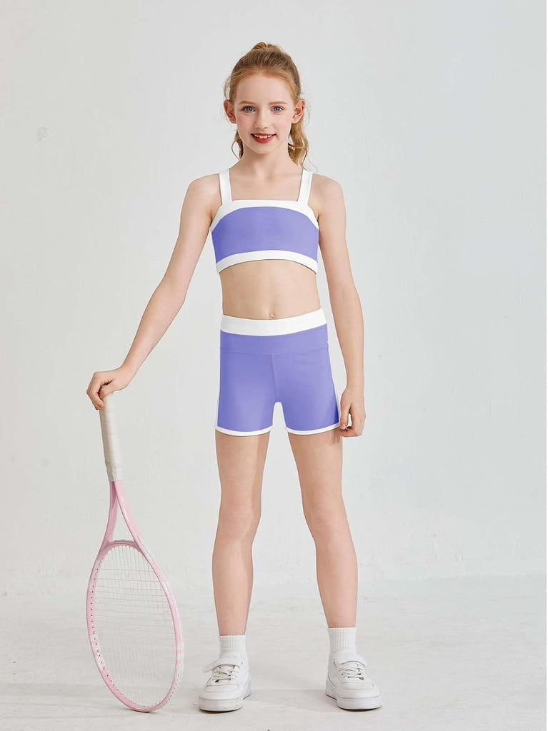 Girls 2 Piece Workout Outfits Athletic Dance Set
