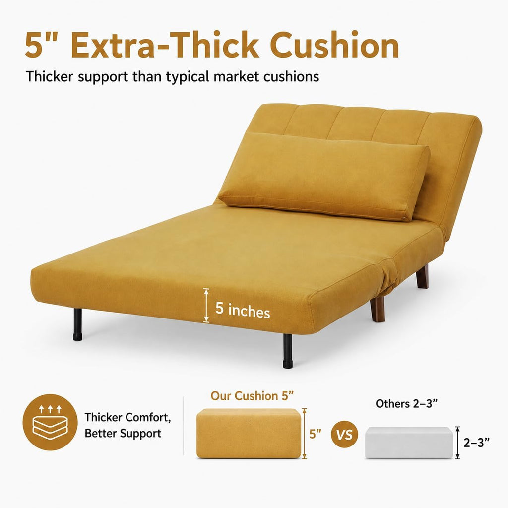 Artdeco Home Generous 40.6" W Sleeper Chair Bed,3in1 Twin Convertible Chair Bed Futon Sofa with Adjustable Backrest