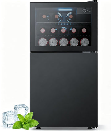 2.6 Cu.Ft Mini Fridge with Freezer, 2 Door Compact Refrigerator, Freestanding Be