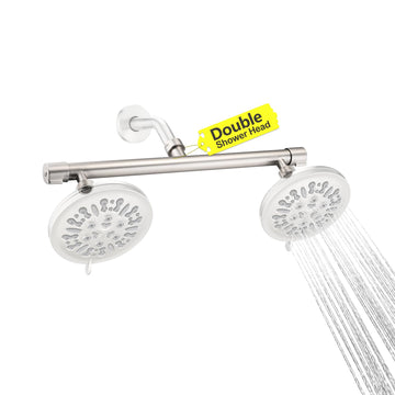 Dual Shower Head Adapter with Build-in Shut Off Valve - Combo for Rain & Handheld Shower Heads - G1/2 Connection