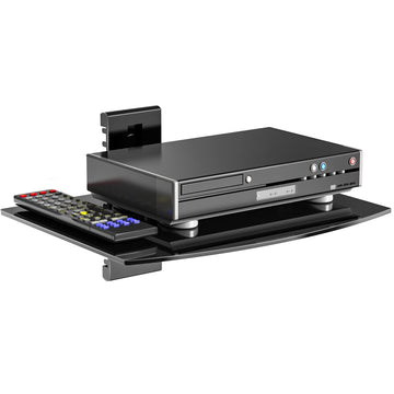 1 Tier Glass Floating TV Wall Shelf for Projector, DVD Players