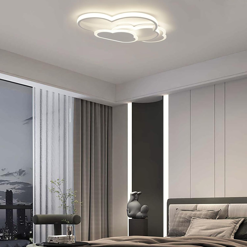 Cloud-Shaped LED Ceiling Light, 20W Flush Mount Fixture, White Acrylic Shade, Color Switch 3000-6000K, 52cm Wide
