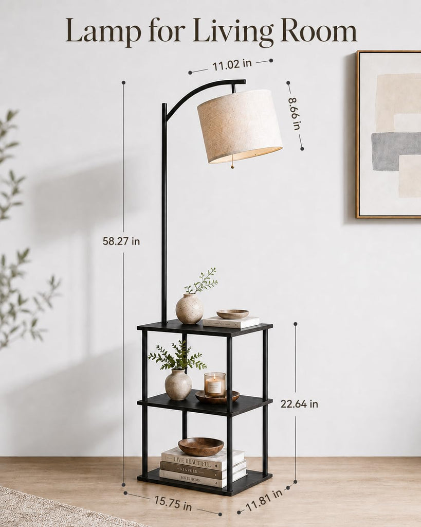Floor Lamp with Table, Side Table, 3 CCT 9W LED Bulb