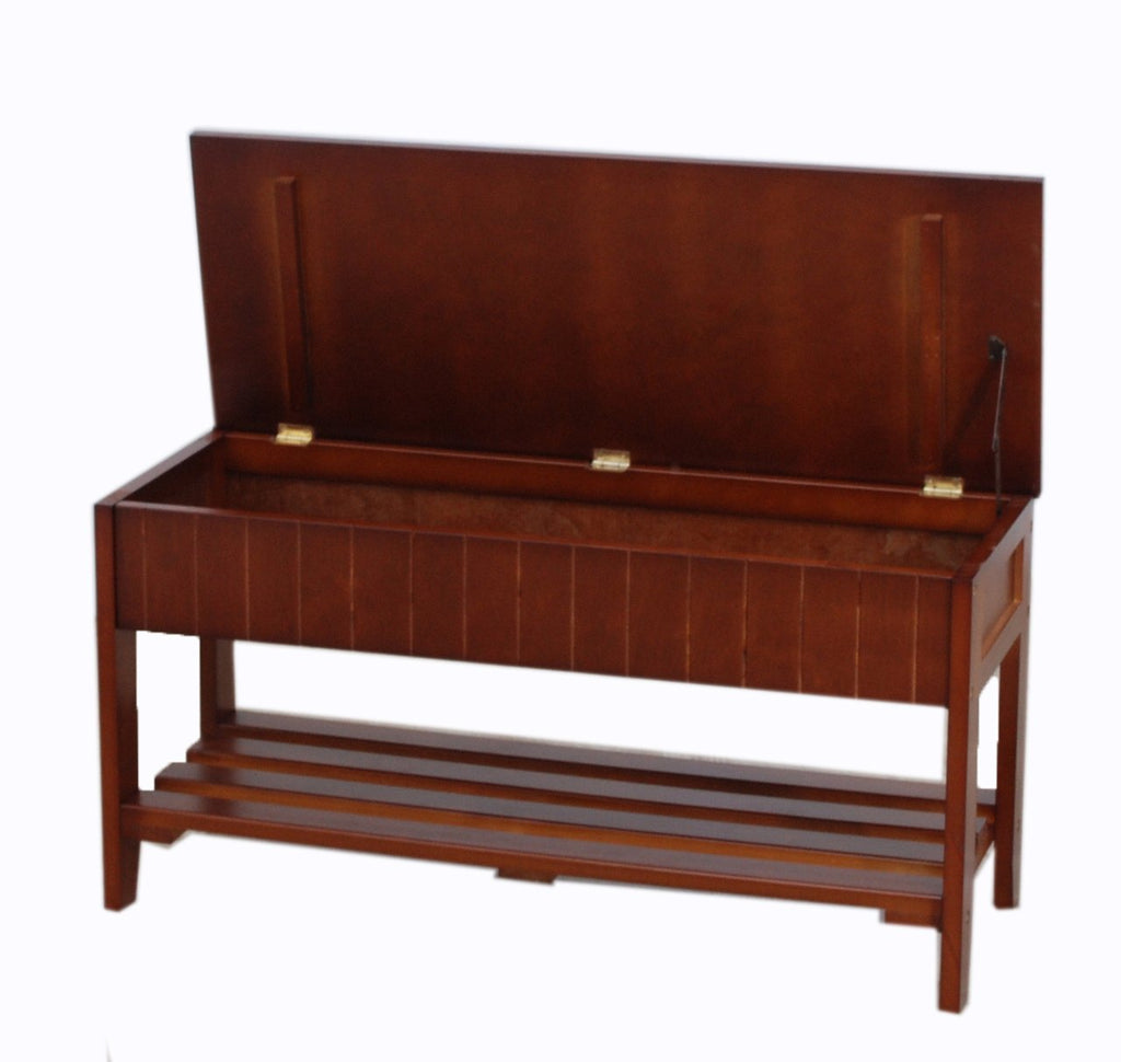 Quality Solid Wood Shoe Bench with Storage, Cherry