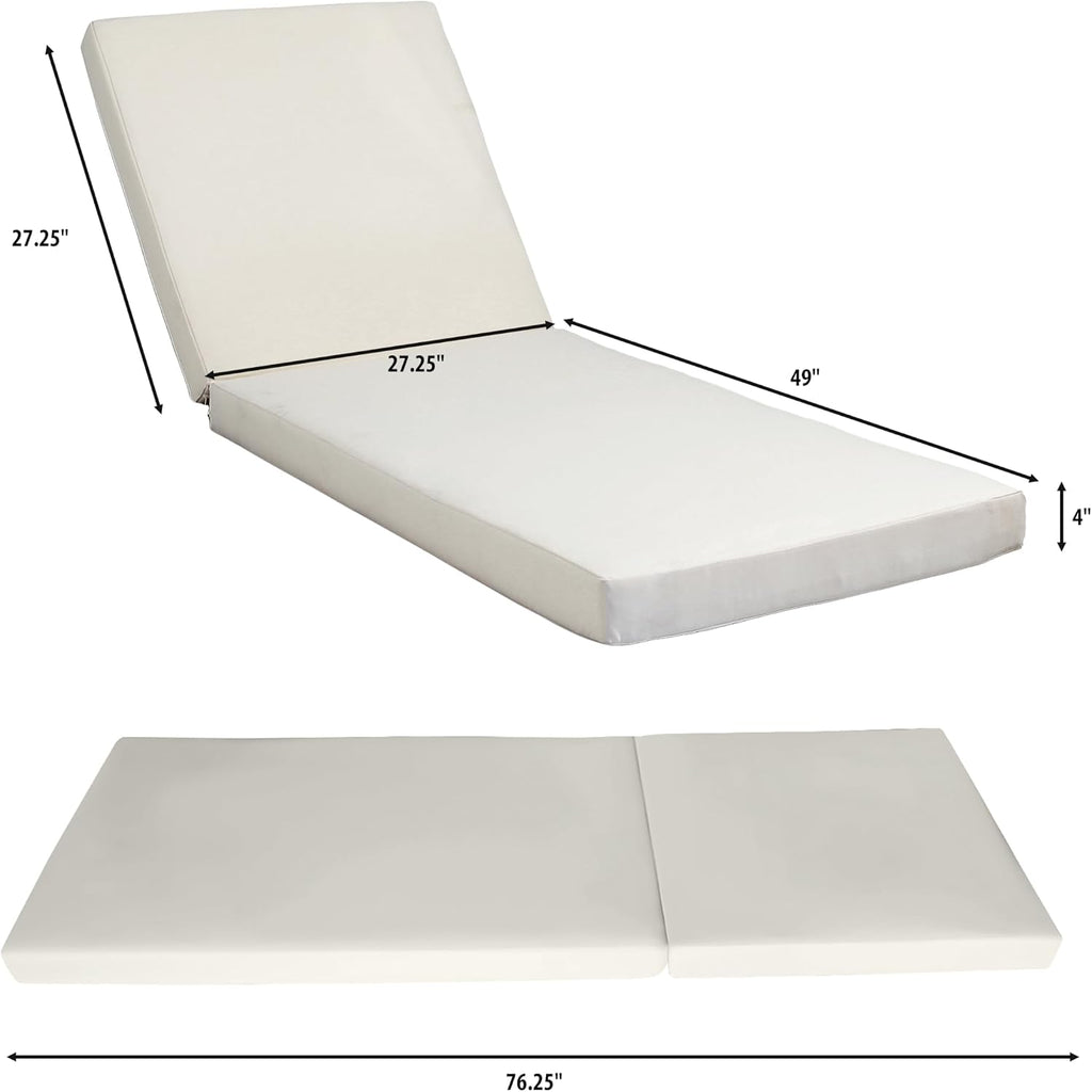 Patio Chaise Lounge Chair Outdoor with 4-Thick Cushion, Acacia Wood Poolside Sun Lounger with Space Available On