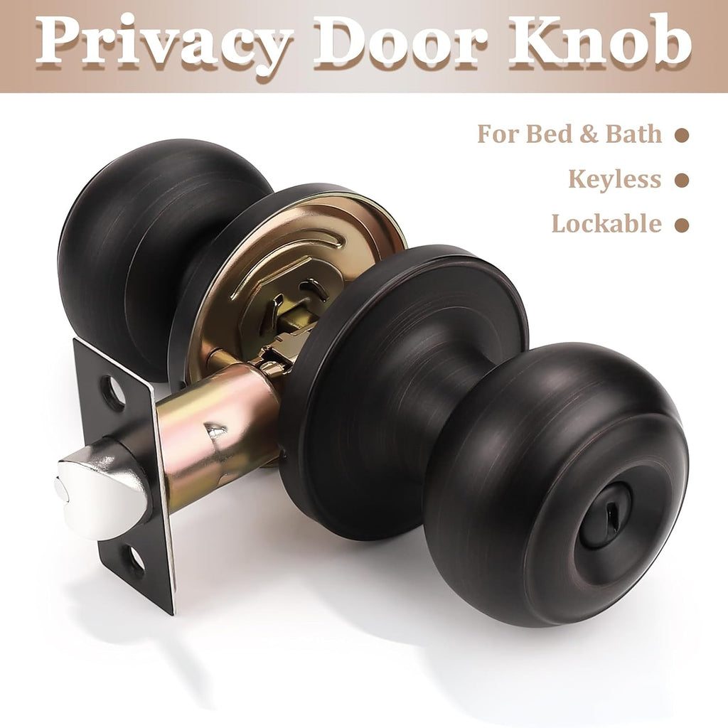 Oil Rubbed Bronze Door Knobs Interior, 10 Pack