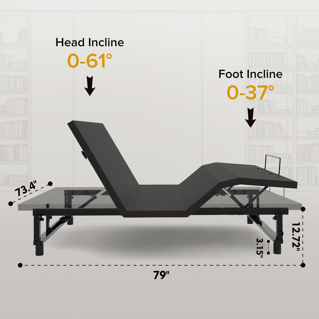 Adjustable Bed Frame King Size for Seniors, with German Motor