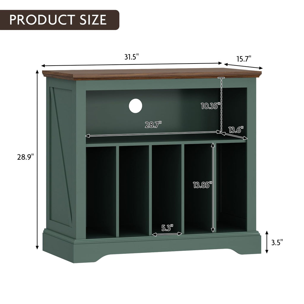 Large Farmhouse Record Player Stand, 31.5" Turntable Stand, Green