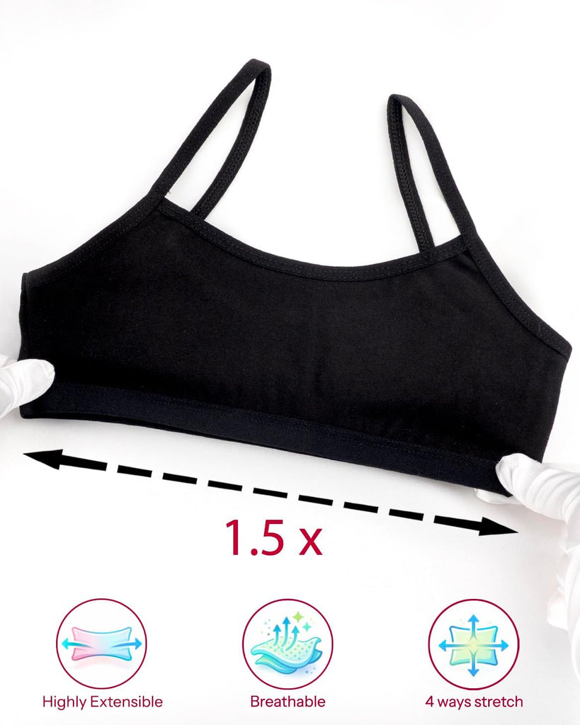 Cami Bra for Girls - Stretch Cotton Girls Training Bra 5 Pack