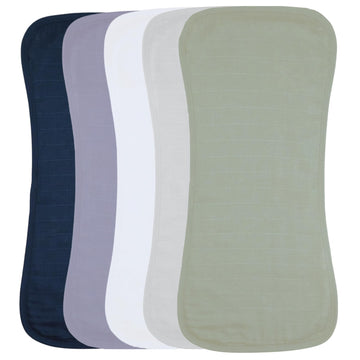 5 Pack Muslin Baby Burp Cloths for Boys & Girls, 22" X 11", Premium Cotton Muslin and Terry Spit up Rags, Super Soft
