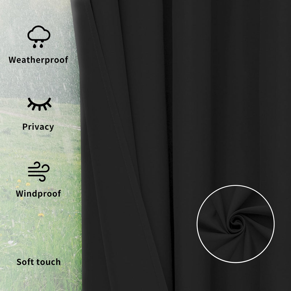 Outdoor Curtains 1 Panel, 54x84 inch, Black
