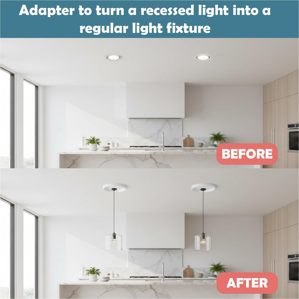 12, Recessed Lighting Converter Kit, 8" Diameter, White Plastic Medallion, Set of 2