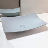 22"x14" Grey Stone Resin Vessel Sink Rectangle Bathroom Sink Above Counter, Modern Grey Vessel Sink for Bathroom Vanity