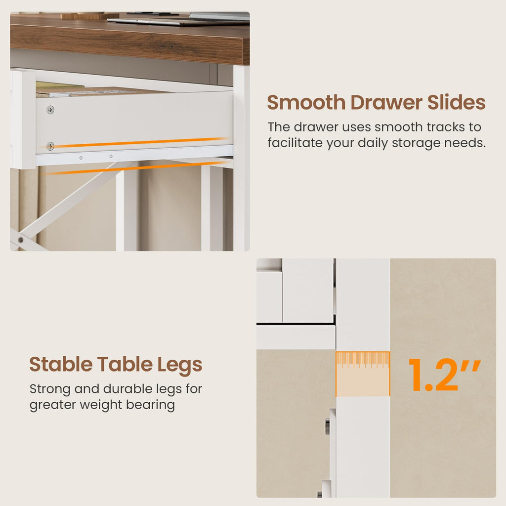 40" Farmhouse Small Desk with Drawers for Small Space, Bedroom