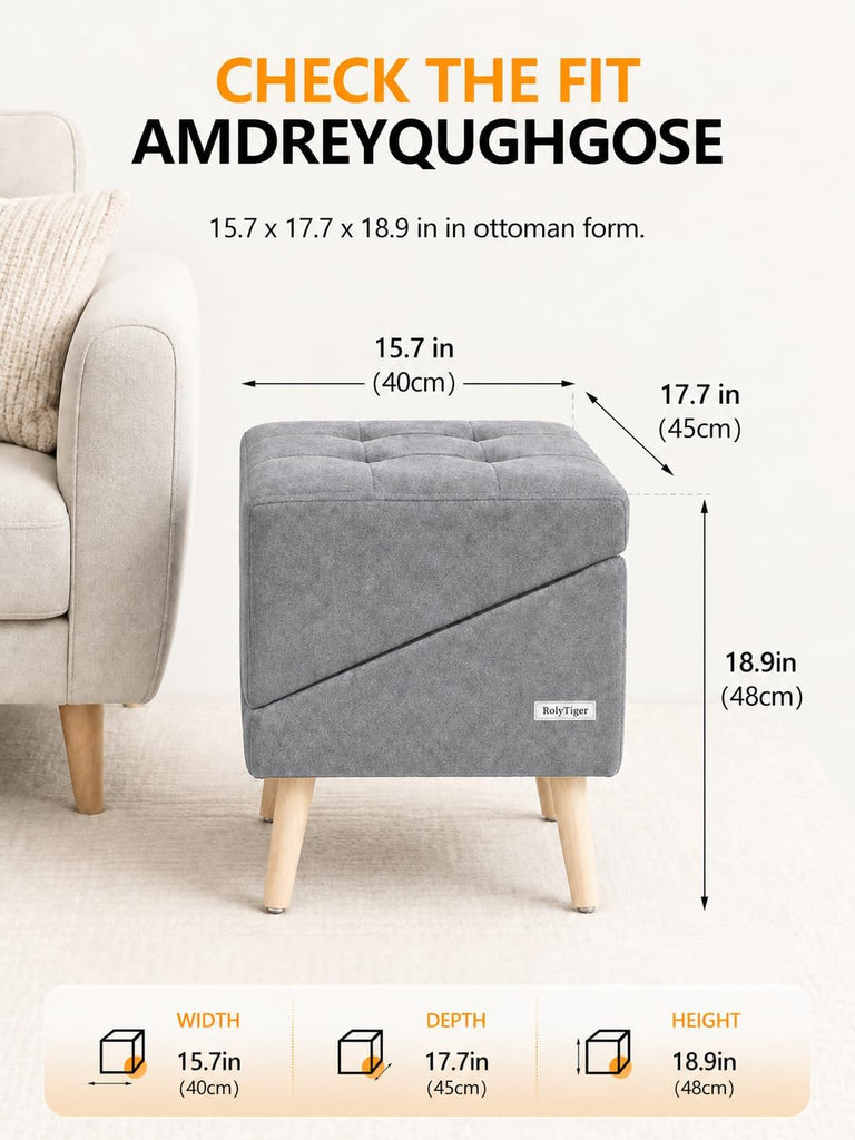 Dog Ramp Ottoman with Storage for Small Dogs, Dog Stairs for Couch
