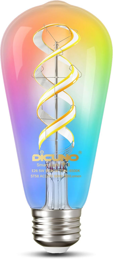 Smart Edison Bulb ST19, Color Changing WiFi Smart Light Bulb, 2700K-6500K Tunable via App, ST58 Edison Bulb