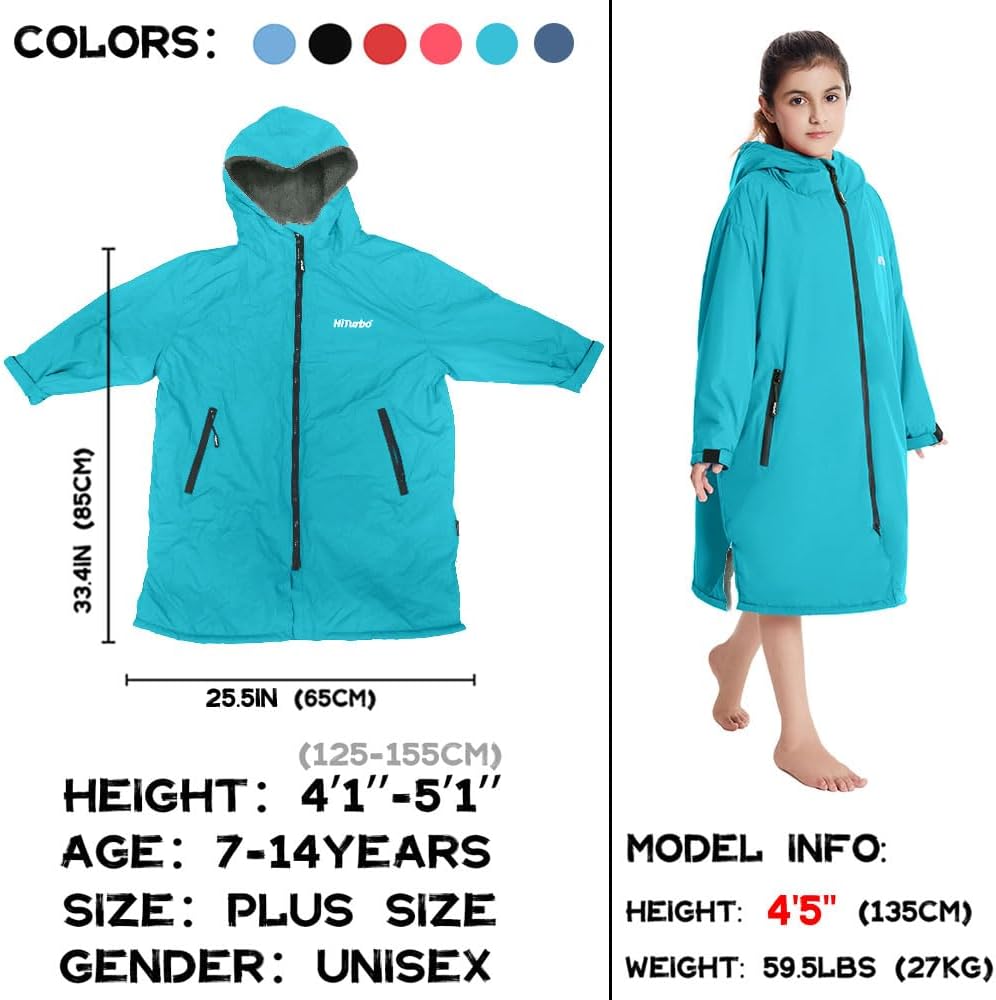 Warm Kids Swim Parka: Waterproof Changing Robe Sherpa Lined