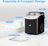 Nugget Ice Maker Countertop with Handle, Chewable Pellet Ice Maker with Self-Cleaning, 35.5Lbs/24Hrs, Ready in 6