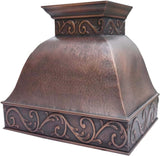 36 Inch Copper Range Hood Insert 4 Speed LED Lights, Baffle Filters