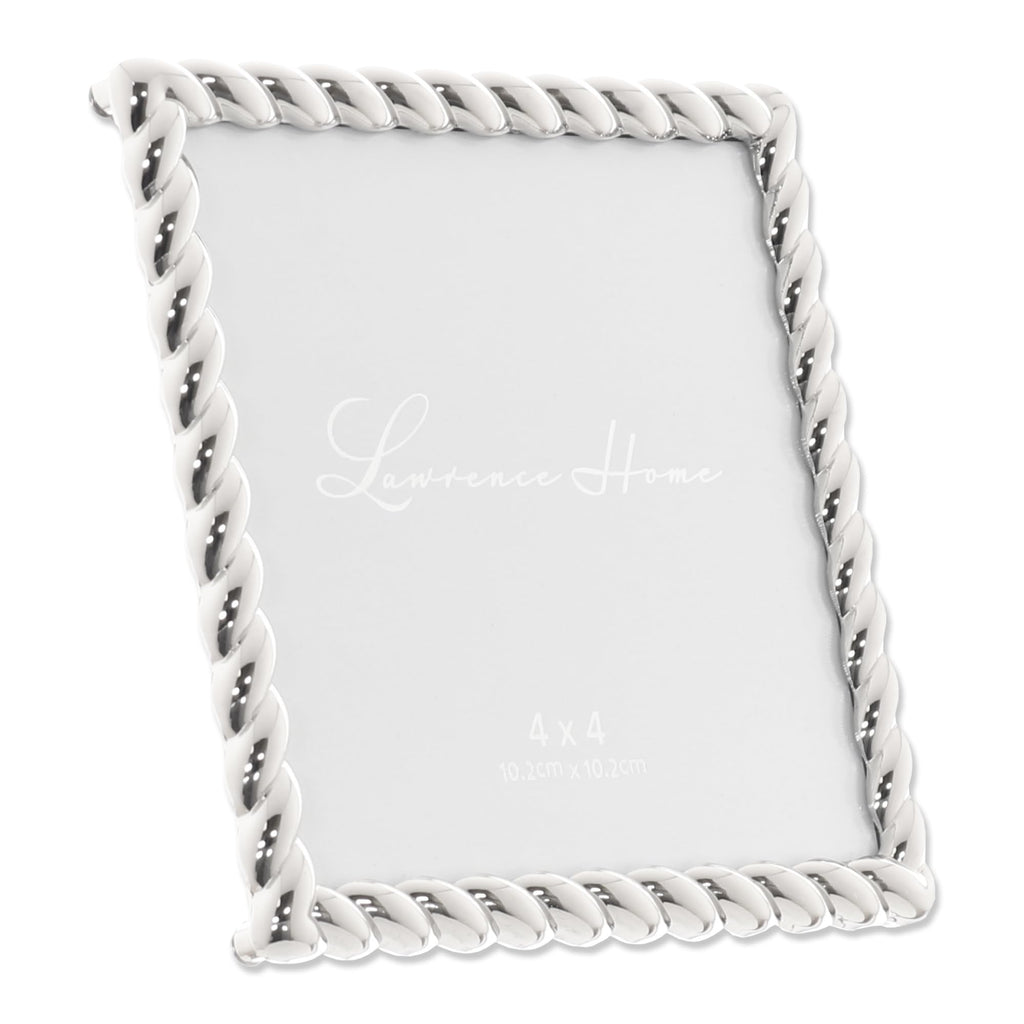 Metal Frame, Rope Design, Silver, 4x4 Square