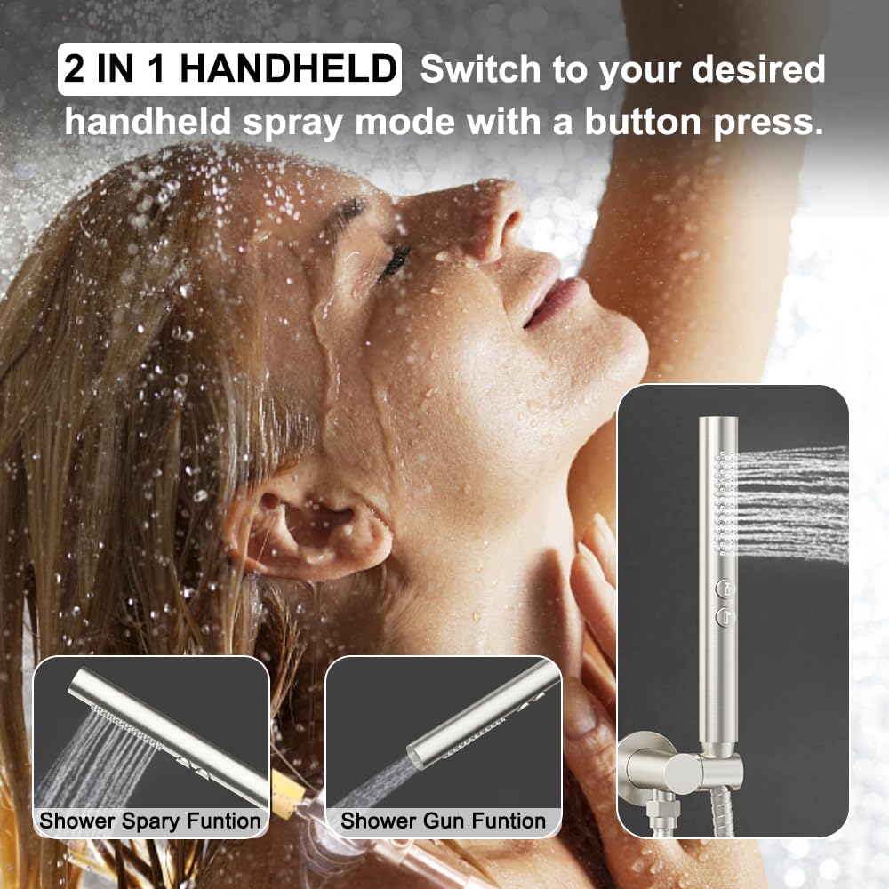 Shower System 3 Way Shower Faucet Sets with Push Button Diverter Valve