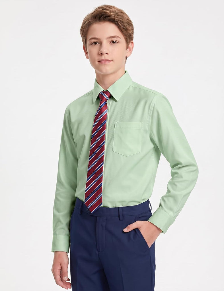 Boys Long Sleeve Stretch Button Down Dress Shirt, Regular/Husky