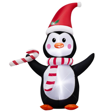 4FT Christmas Inflatable Penguin with Candy Cane