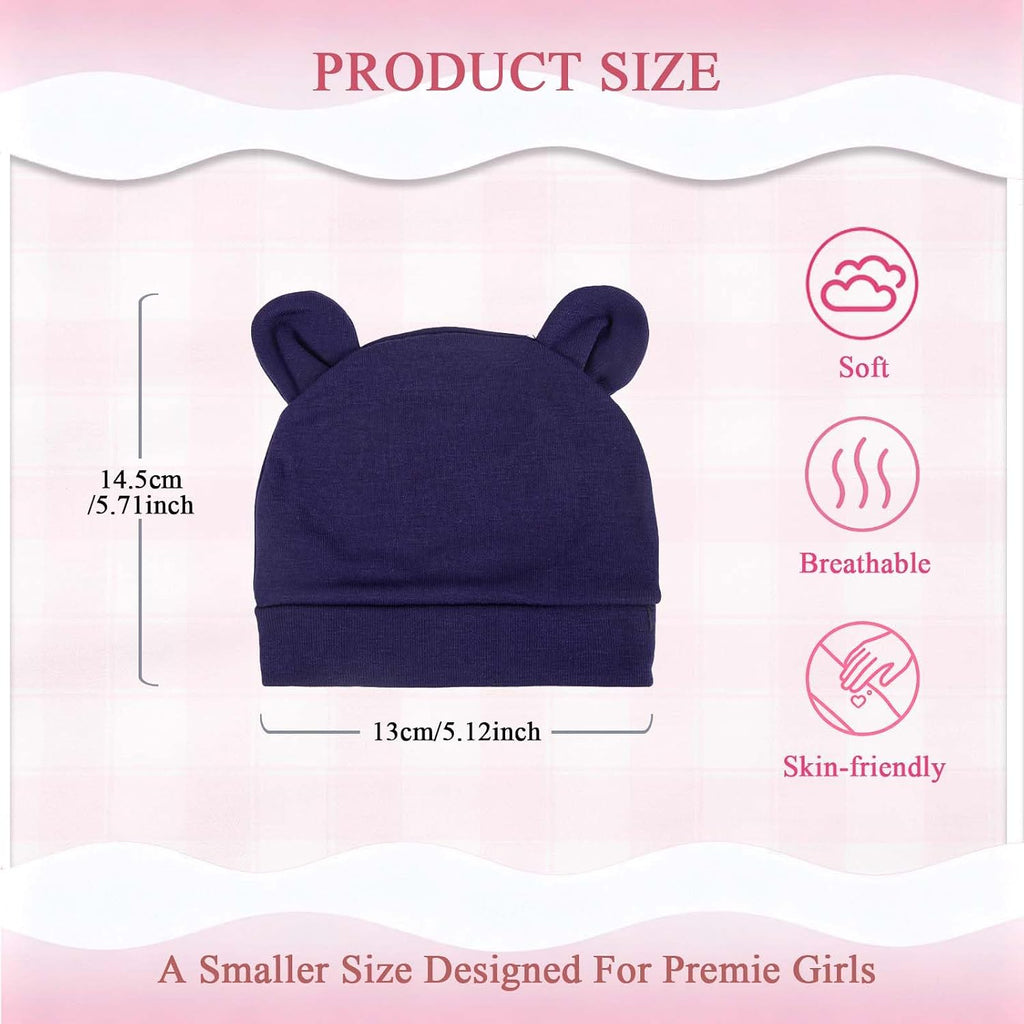 Newborn Baby Bear Ears Hats and Mittens Sets Preemie Infant Baby Boy Girl Beanie Hats Gloves Infant Hospital Beanie