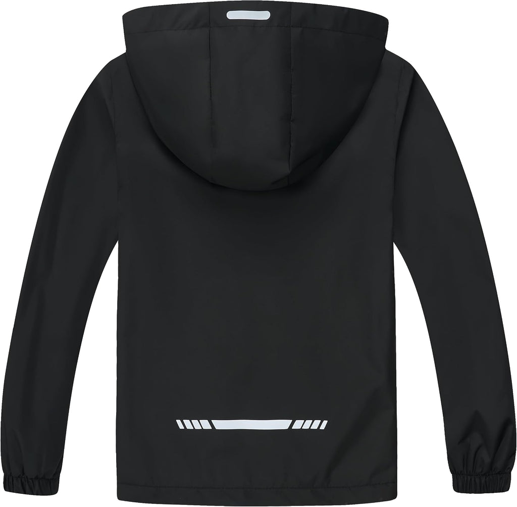 Boys Girls Waterproof Rain Jacket Lightweight Windbreaker Hooded