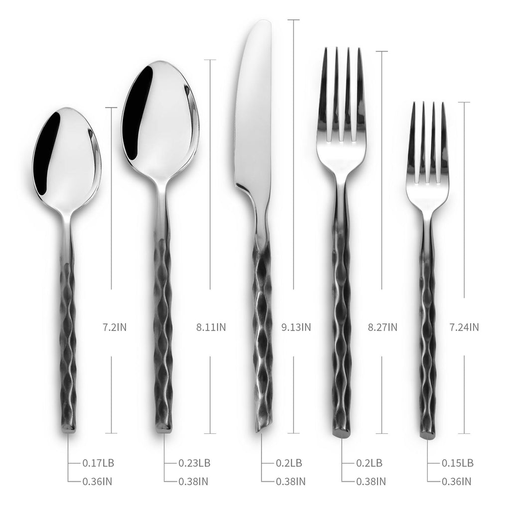 Silverware Set Stainless Steel Flatware Set Cutlery Set Vintage with Twisted Handle Mirror Finished 20 Pieces Service