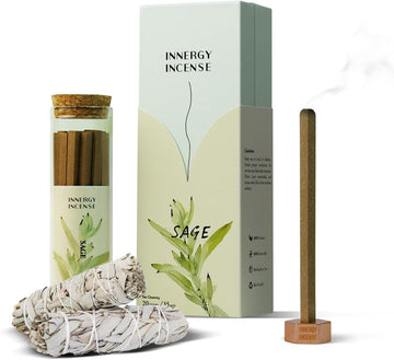 Innergy White Sage Square Incense Sticks, No Bamboo Core, Gift Set - Set of 20