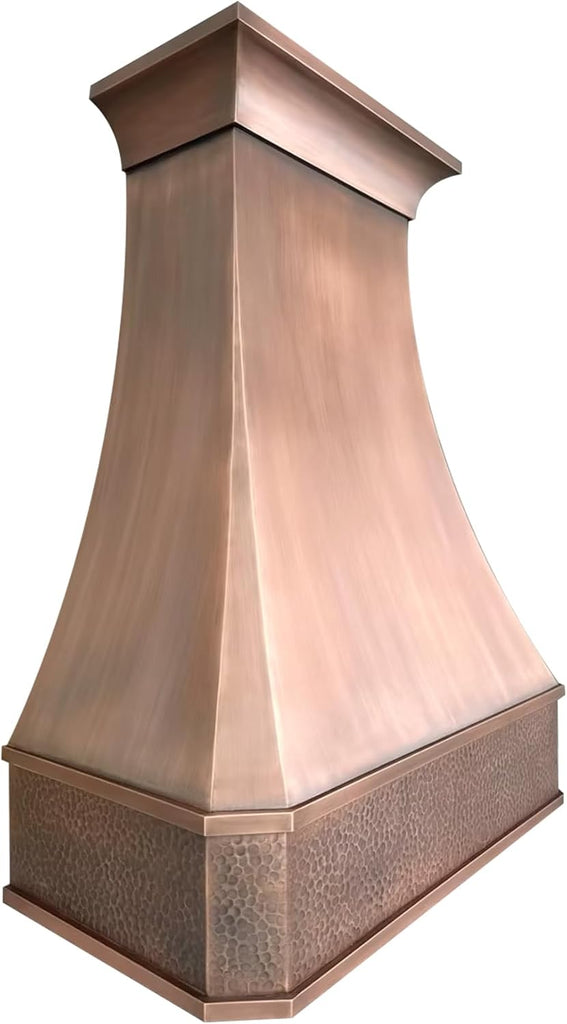 36 Inch Copper Island Mount Range Hood 610 CFM LED Lights Dishwasher-Safe Baffle Filters