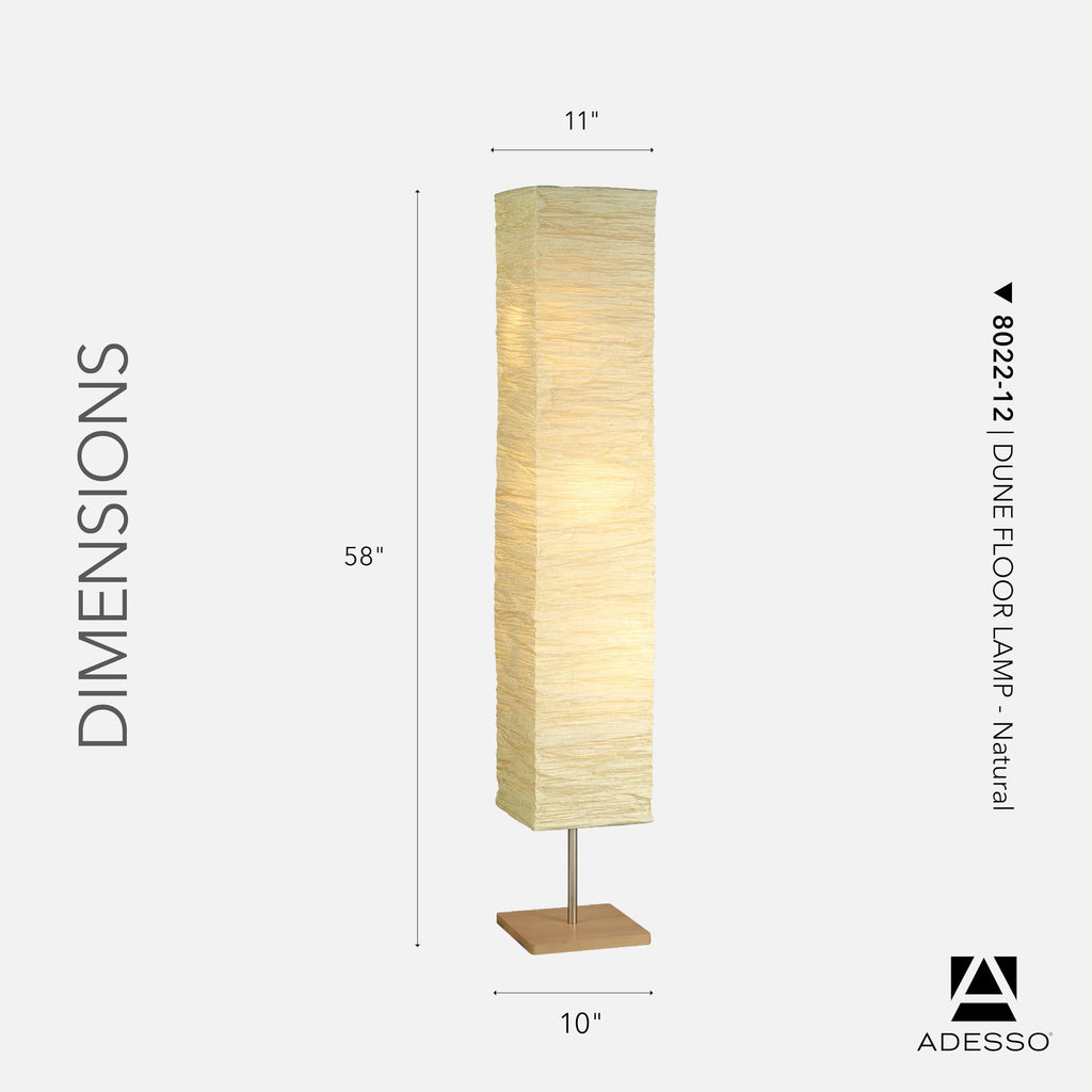 3-Light Floor Lamp, Natural Wood & Beige, Adjustable, 58"