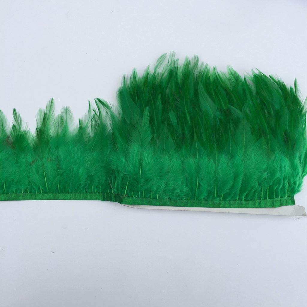 Rooster Hackle Feather Trim Fringe for DIY Clothing Craft Dress Decoration(Dark Green) - 2yards