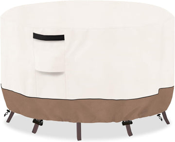 Round Outdoor Table Cover Waterproof, 54" Dia x 28" H | Heavy Duty Patio Furniture Covers, Durable Fabric Shields