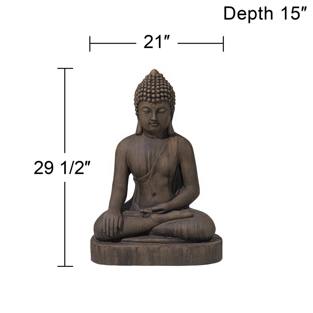 Sitting Buddha 29 1/2" High Dark Sandstone Outdoor Statue