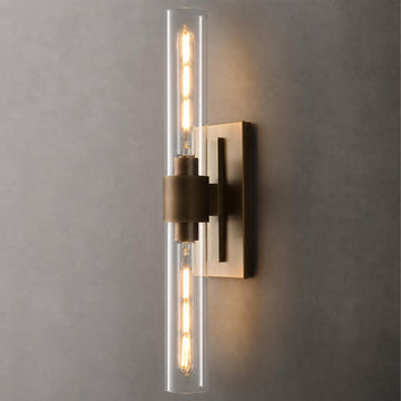 Luxury Brass Bathroom Wall Sconce - Antique Bronze Glass Vanity Light