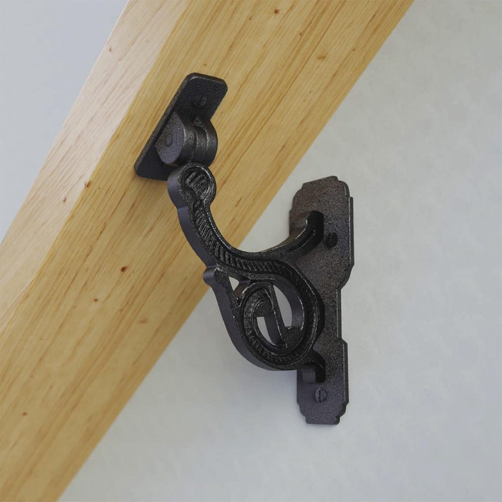 Handrail Bracket 4.5" H X 3.2" Proj. Black Wrought Iron Handrail Brackets for Indoor Stairs with Mounting Hardware