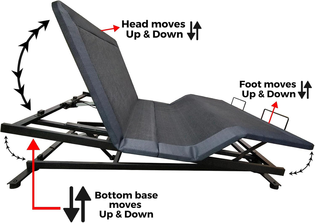 Full Body Incline Adjustable Bed Frame, Power Adjustable Base for Side Sleepers, Zero Gravity, Anti-Snore, King