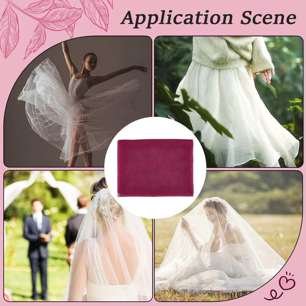 63 Inch Burgundy Mesh Fabric by The Yard Breathable Polyester Netting Tulle Cloth Soft Voile Dark Red Sheer Gauze