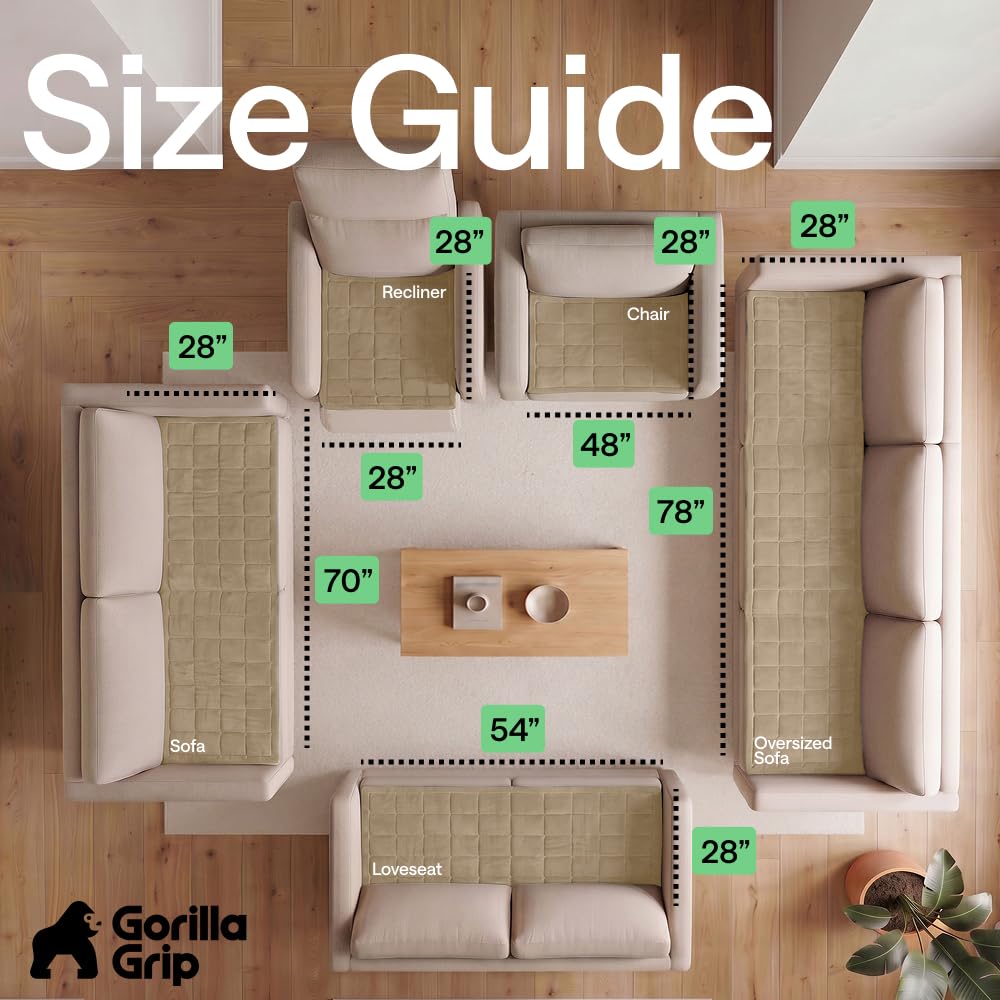 Slip and Leak Resistant Plush Loveseat Cover, Beige