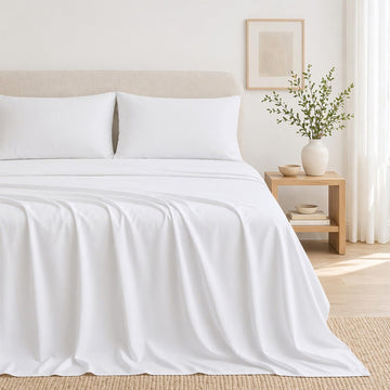 200 Thread Count Full Size Sheet Sets Sateen, White