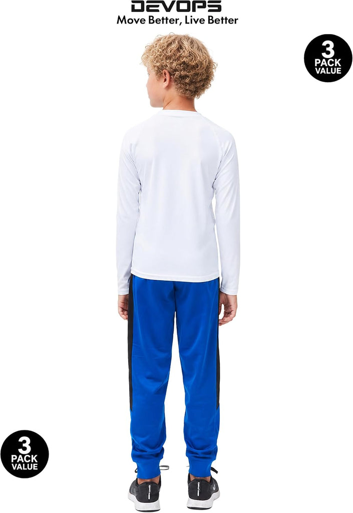 3 Pack Boys Compression Shirts Long Sleeve Athletic Baselayer