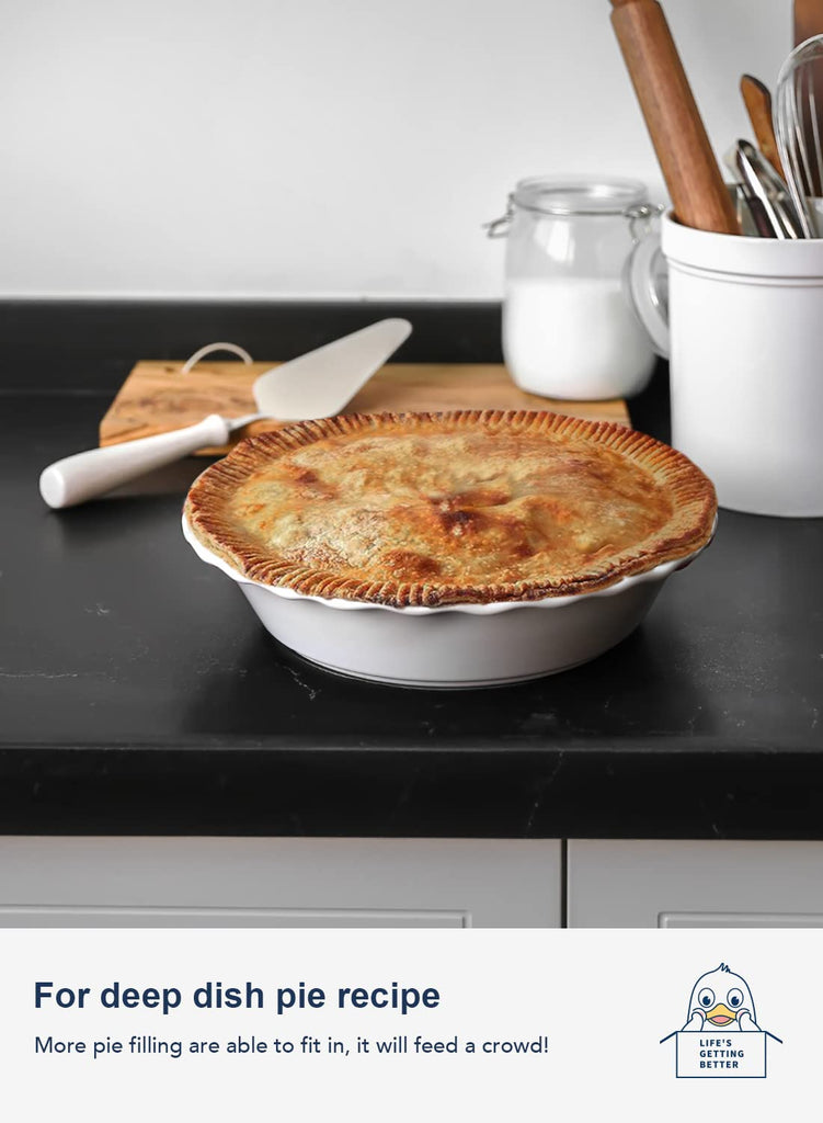 Ceramic Pie Pans for Baking, 9 inch, 52 ounce, Set of 2, White