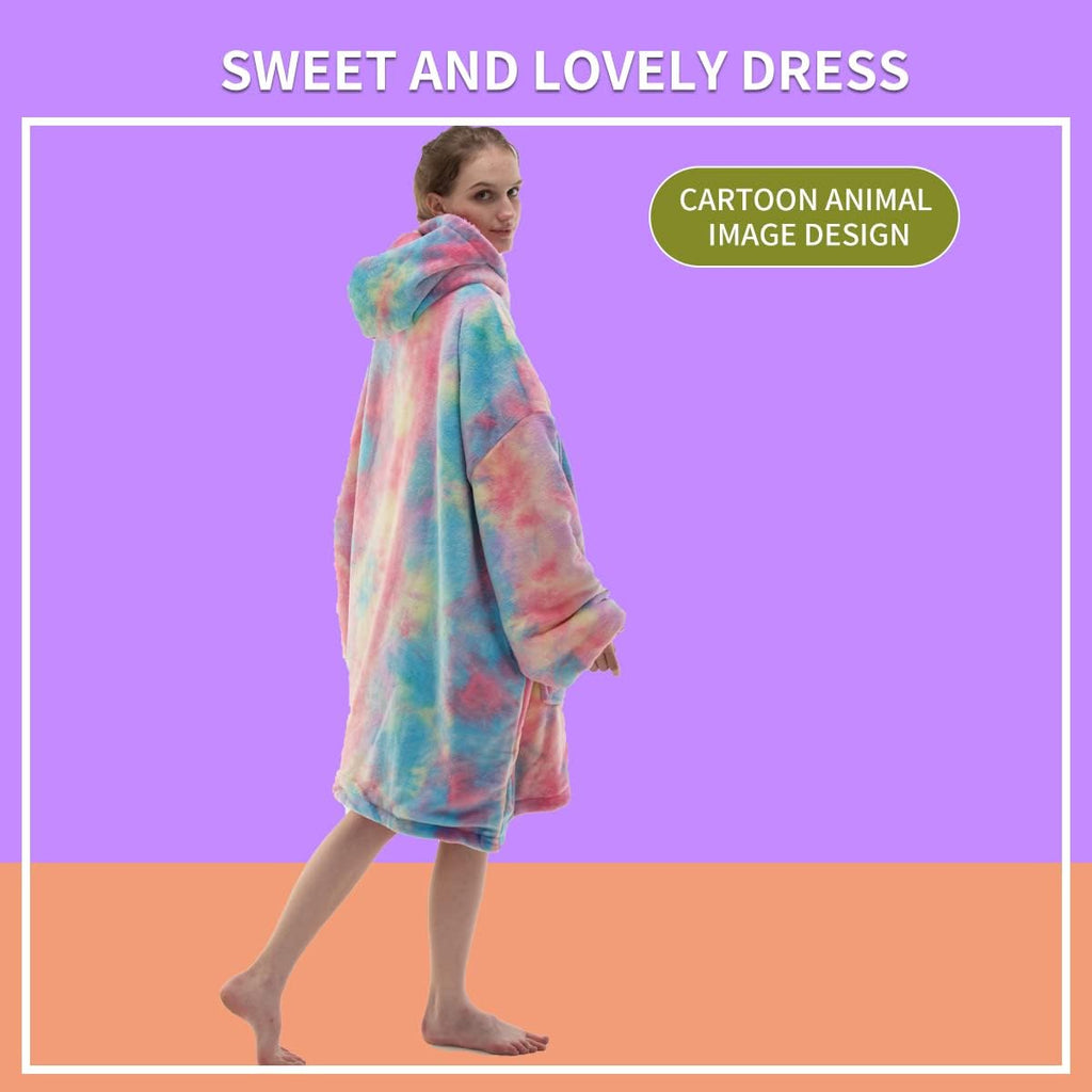 Adult Hoodie Wearable Blanket, Tie Dye Super Cozy Warm and Oversized Sherpa Blanket Hooded for Women