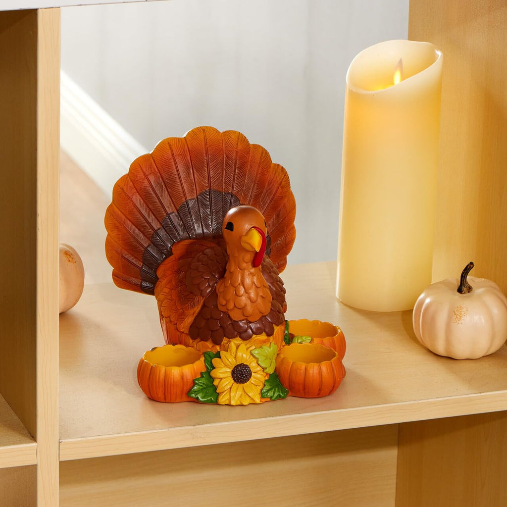 Thanksgiving Turkey Candle Holders, Thanksgiving Turkey Tabletop Centerpiece, Fall Centerpiece Table Decorations, Tea