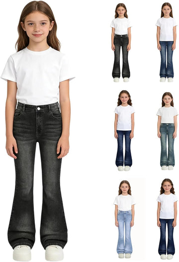 Girls Flare Jeans High Waist Bell Bottom Y2K Stretchy Denim Pants